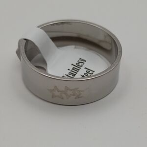 Unisex Silver Band Alloy Stainless Steel Star Ring Size 20